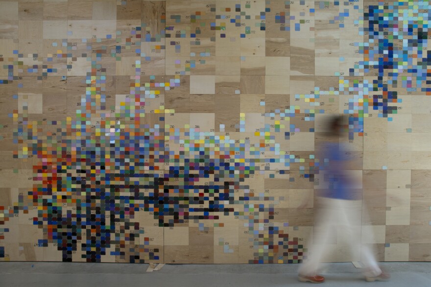 In<em> </em><em>Making Tracks,</em> Frick<em> </em>uses human data from sensors to create portraits.