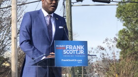 Little Rock Mayor Frank Scott Jr. announces his re-election bid in a news conference Tuesday.
