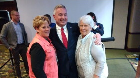 Commissioner of Agriculture Ryan Quarles posed for photos with supporters Tuesday night after finishing second in the race for the GOP gubernatorial nomination.
