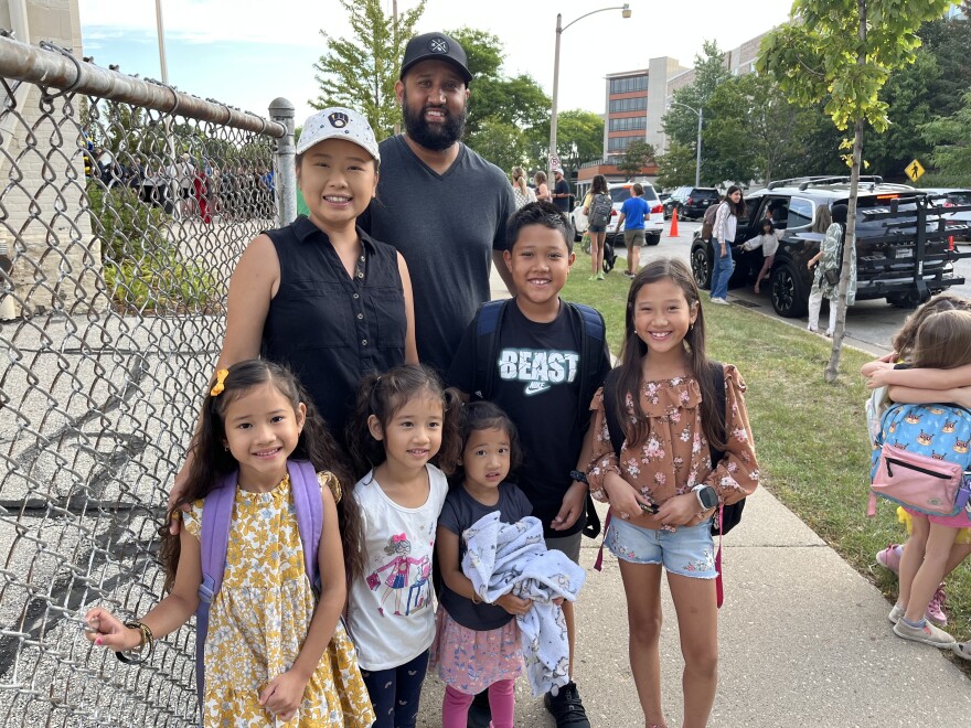 Sheila and Suraj Chawda, with their children, including Jaihun (second from right), a fifth grader at Maryland Avenue Montessori.