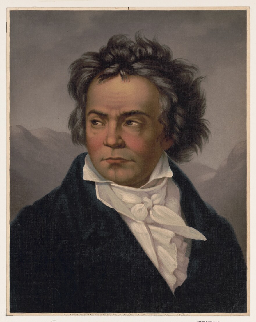 A print of Ludwig van Beethoven circa 1870. 