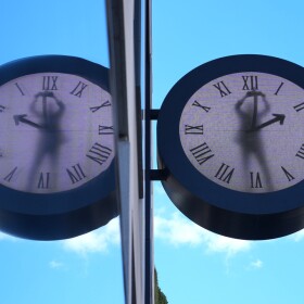 A view of a public art installation "The Maarten Baas Real Time Clock" in London, Thursday, March 26, 2026.