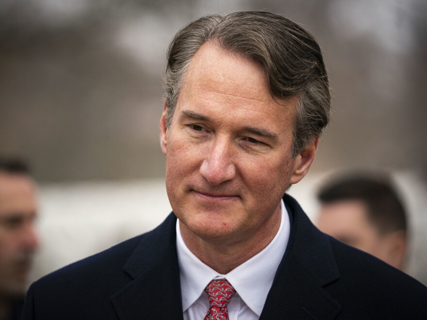 Virginia Gov.-elect Glenn Youngkin, a Republican, greets visitors at Arlington National Cemetery on Dec. 18, 2021. His swearing-in is Saturday.