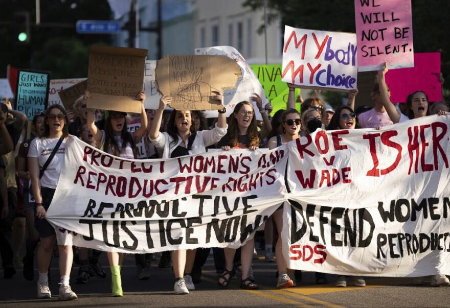 A large crowd marches on Cedar Avenue to downtown during a University of Minnesota student led protest in Minneapolis, Minn., after the Supreme Court overruled Roe v Wade on Friday, June 24, 2022. A judge declared many of Minnesota's restrictions on abortion unconstitutional on Monday, June 11, 2022, including the state's mandatory 24-hour waiting period and a requirement that both parents be notified before a minor can get an abortion.