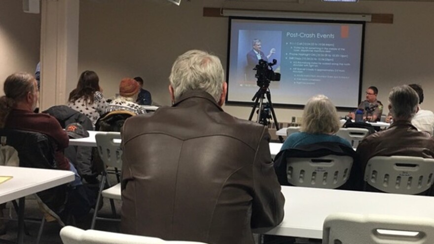 State Rep. Dean Wink, Center, watches the Highway Patrol presentation.