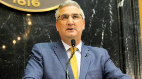 Gov. Eric Holcomb said while COVID-19 numbers are improving, it’s not time for a "mission accomplished" moment.