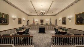 The courtroom inside the Delaware Supreme Court