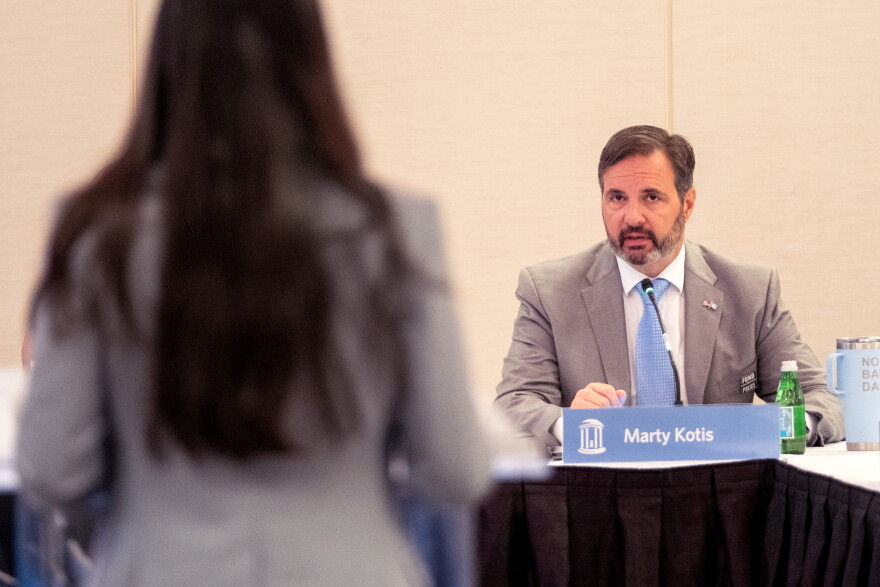 Trustee Marty Kotis at a September UNC Board of Trustees meeting held at The Spangler Center.