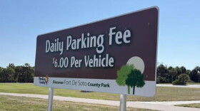 Daily parking fee sign at Fort De Soto County Park 