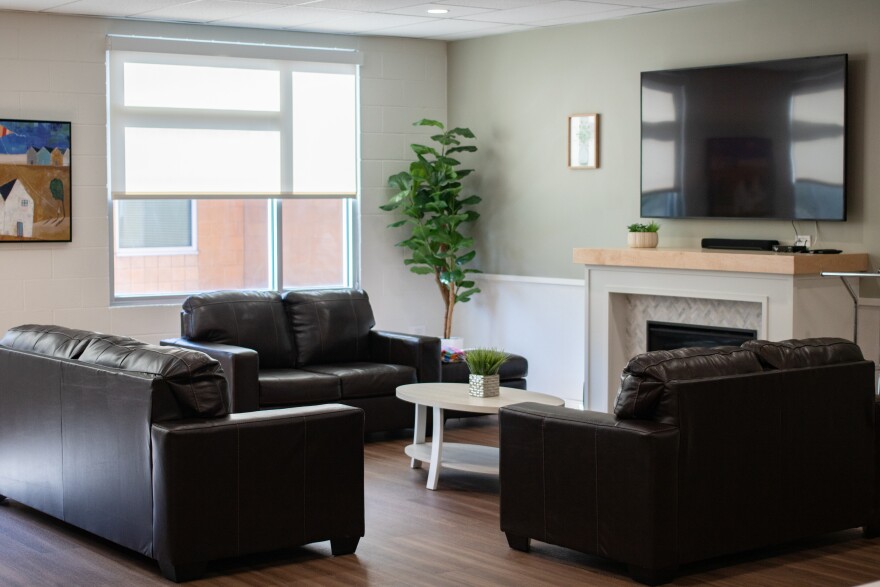 The center has couches and a TV for families to relax, Aug. 19, 2024.