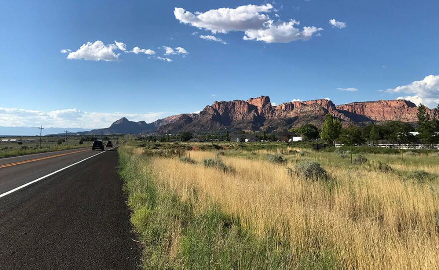 Looking north toward Short Creek. St. George, Utah, is about an hour northwest along Utah State Route 59.