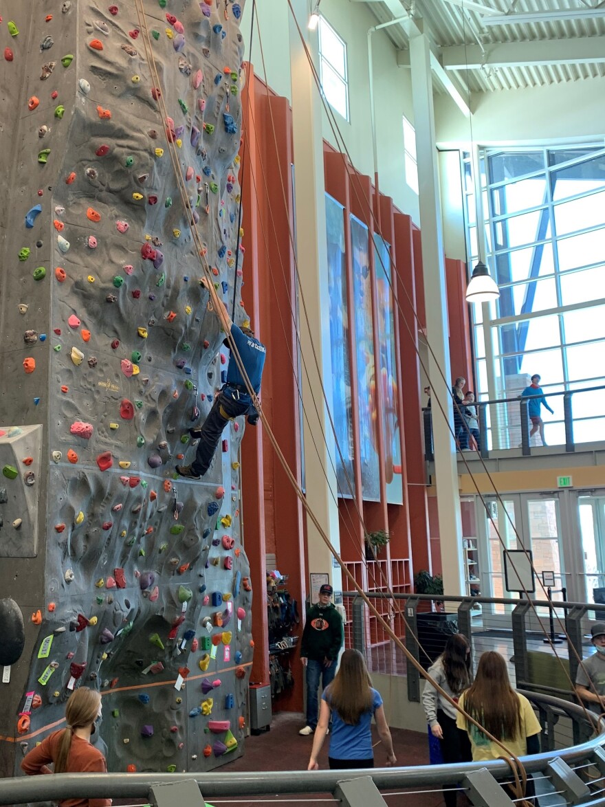 Pinedale's three-story climbing wall, inside a 22 million aquatic center, was largely funded by tax revenue from the fossil fuels industry.