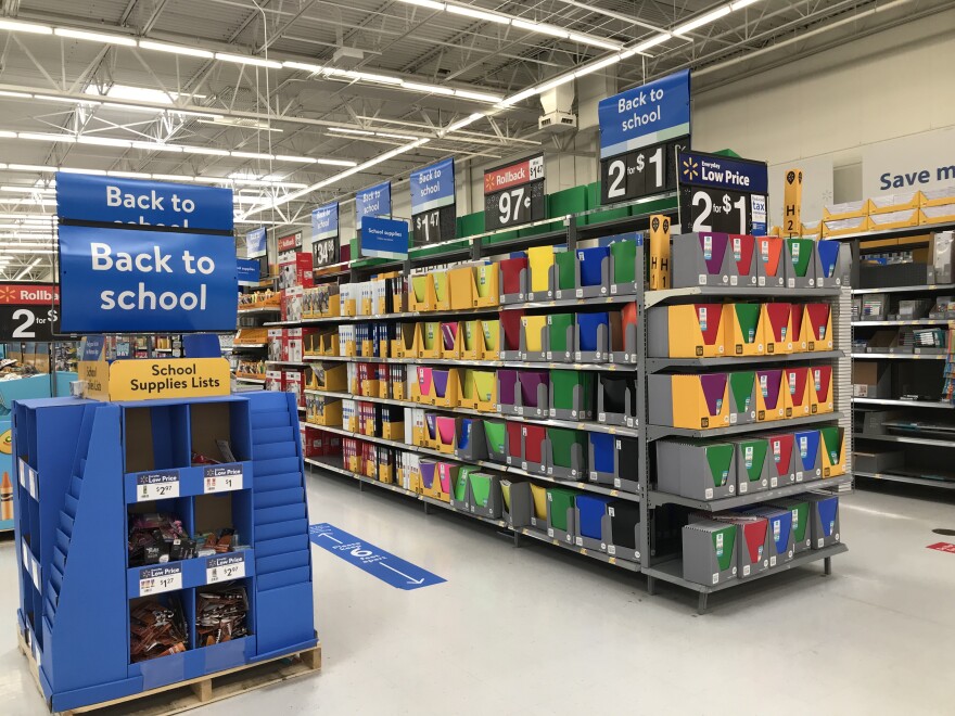 The school supply aisle at a Kansas City, Missouri, Walmart was nearly untouched on a recent afternoon.