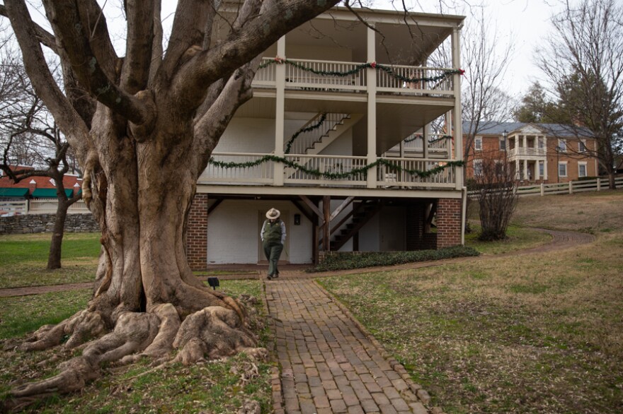 National Park Service ranger Emma Murphy gives a tour of the Andrew Johnson Homestead in Greeneville, Tenn.