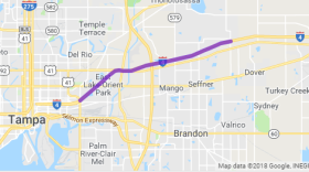 The purple line indicates the 11-mile stretch of I-4 that will be repaved.