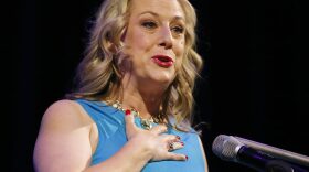 U.S. Rep. Kendra Horn gives a concession speech during her watch party for 5th District Congressional race at the Tower Theatre in Oklahoma City, Wednesday, Nov. 4, 2020. 