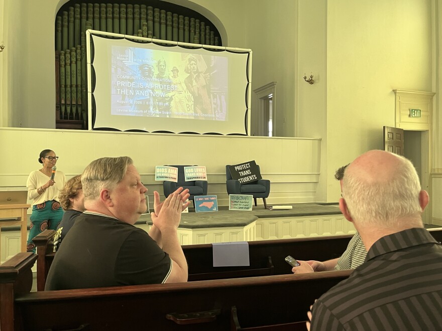 About two dozen people gathered Tuesday night ahead of Charlotte Pride for breakout sessions that explored the history of Pride, the challenges faced now, and growth.