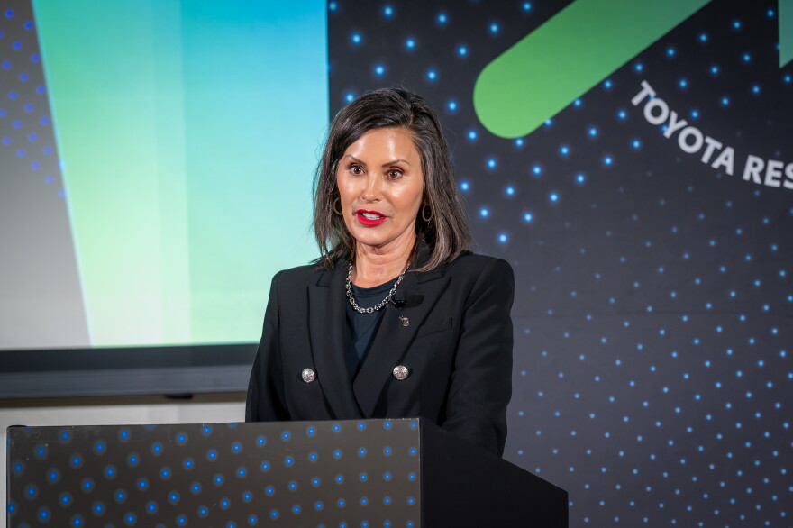 Governor Gretchen Whitmer speaks at the grand opening of Toyota's new battery center in York Township.