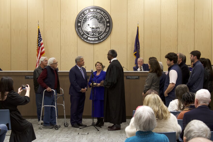 Mayor Bill Saffo taking the oath of office for his 11th term as Mayor of Wilmington