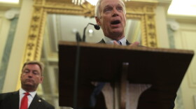 Sen. Ron Johnson (R-Wisc.) speaks as Sen. Dean Heller (R-Nev.) listens during a news conference on health care on Sept. 13, 2017, on Capitol Hill in Washington, D.C. (Alex Wong/Getty Images)