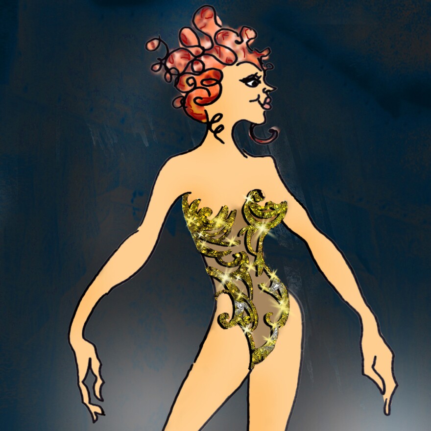 For Pippin, designer Dominique Lemieux imagined this costume for the character of Fastrada ...
