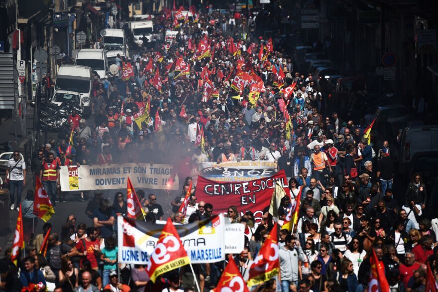 Crowds flood the streets in Marseille, France, to protest proposed changes to the country's 3,500-page labor code.