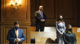Rep. Curt Nisly (R-Milford), top row, was one of only two House lawmakers who refused to wear a mask during the floor session Tuesday, Nov. 17, 2020.