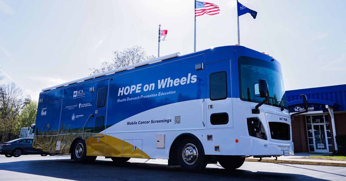 KU Cancer Center turned a bus into a mobile screening clinic for rural Missouri and Kansas towns