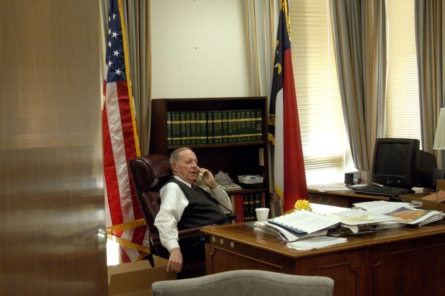 North Carolina State Supreme Court Chief Justice I. Beverly Lake Jr. speaks on the phone in his office, Tuesday, Jan. 31, 2006 in Raleigh, N.C.,