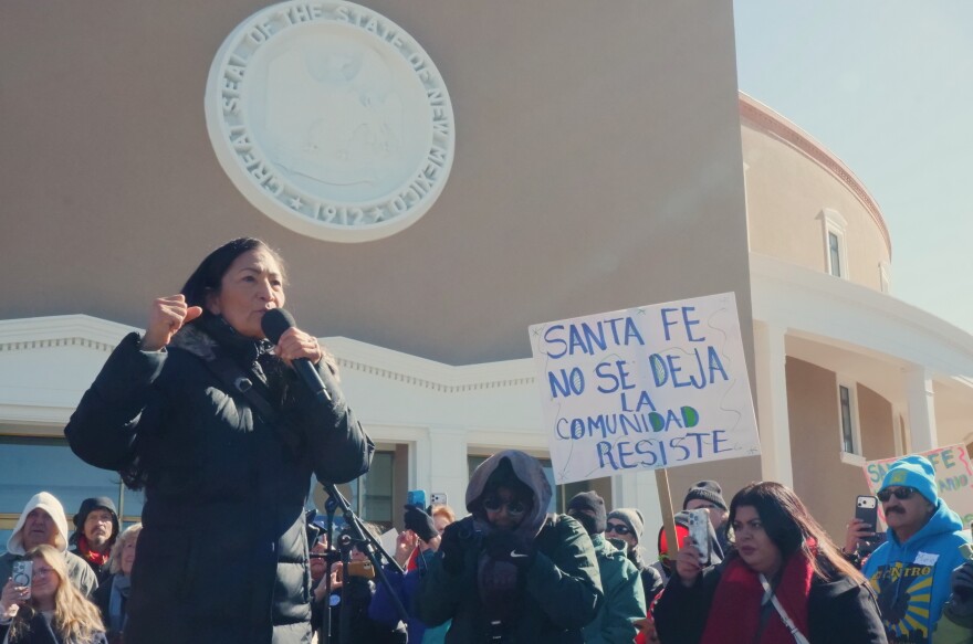 Deb Haaland told the crowd that, "New Mexico is the light," regarding immigrant rights.