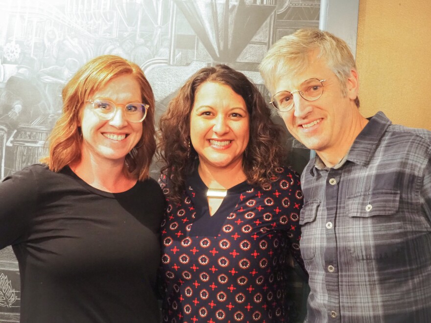The results are in! Carbondale’s newest trustees are Jess Robison, Christina Montemayor and Ross Kribbs. They awaited the announcement together with other candidates, friends, family and townspeople at Beer Works on April 3. Photo by Raleigh Burleigh