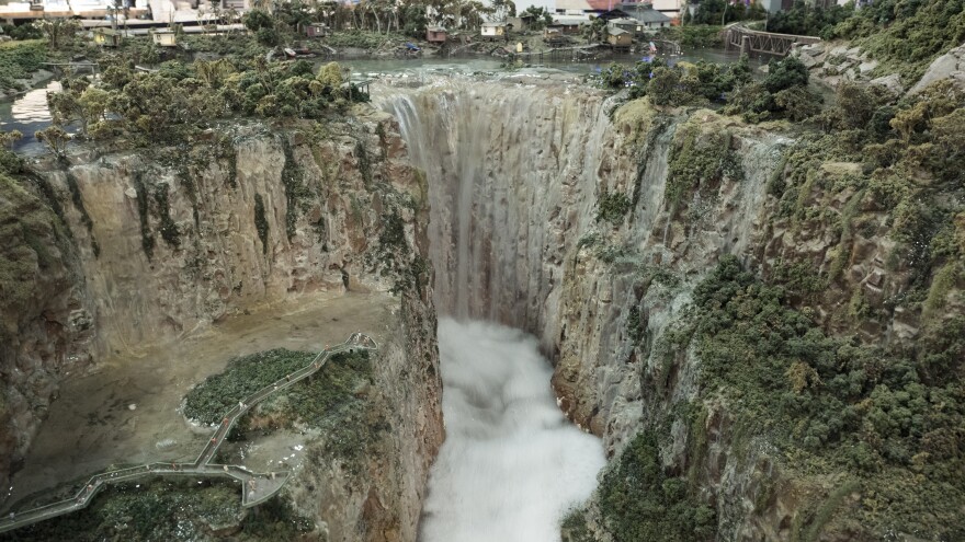 Model makers re-created Argentina's Iguazu Falls with real water.