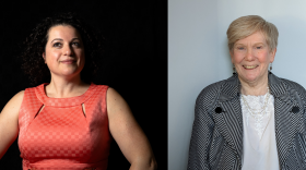 Councilor-at-large-elect Hanah Ehrenreich, left, and 2nd district councilor-elect Donna Moore take their seats in January.