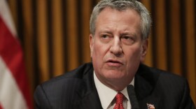 New York City Mayor Bill de Blasio speaks during a press conference on Nov. 3, 2017 in New York City. (Eduardo Munoz Alvarez/Getty Images)