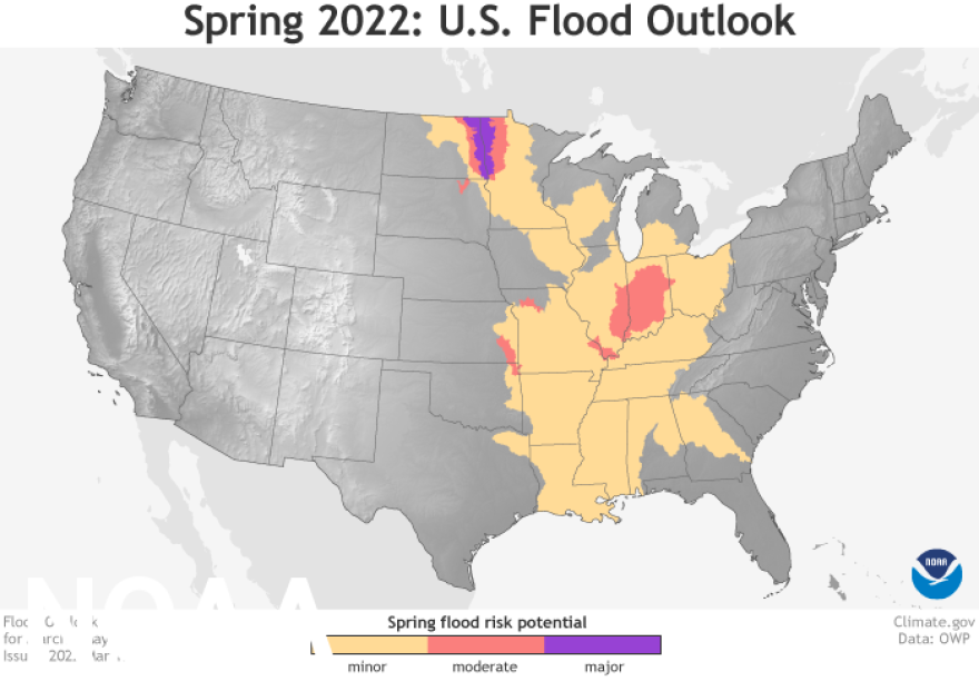 Only parts of eastern Iowa alongside the Mississippi River face minor threat of flooding this spring.