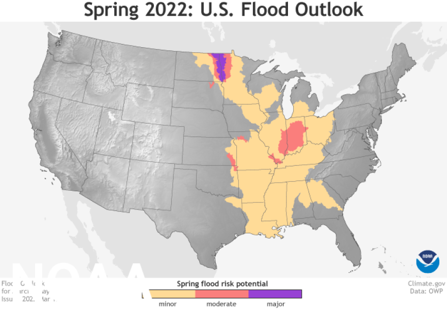  Only parts of eastern Iowa alongside the Mississippi River face minor threat of flooding this spring.