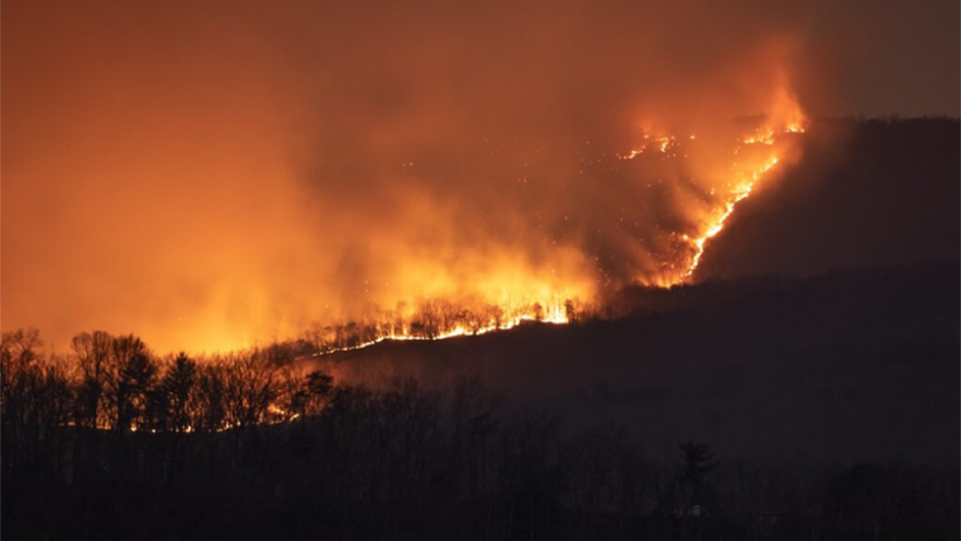 A fire at The Waterfall Mountain complex west of Luray Wednesday night. (Photo courtesy of Peter Forister Photography)