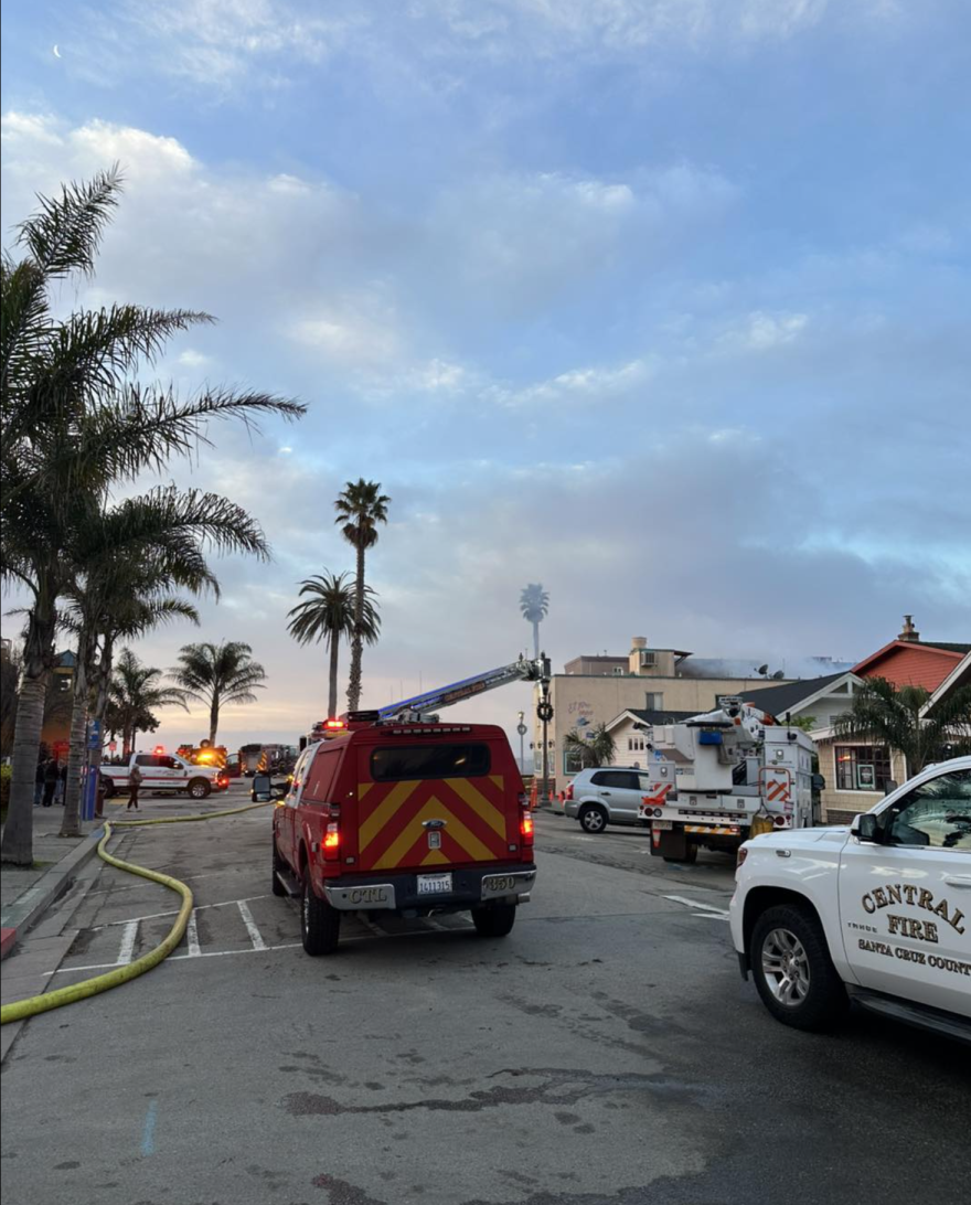 Police and fire units are on the scene of an early morning explosion and fire in Capitola Village on Christmas Day.