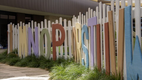 Alphabet fence outside of Pre-K 4 SA South Education Center