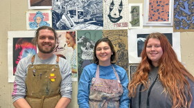 From left, Andrew Tomlinson, Rivers Ashton, and Molly Borth are among the WIU student artists whose work will be featured at the Holiday Art Sale.