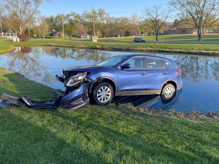 Boy takes car on ride that ends safely in school pond
