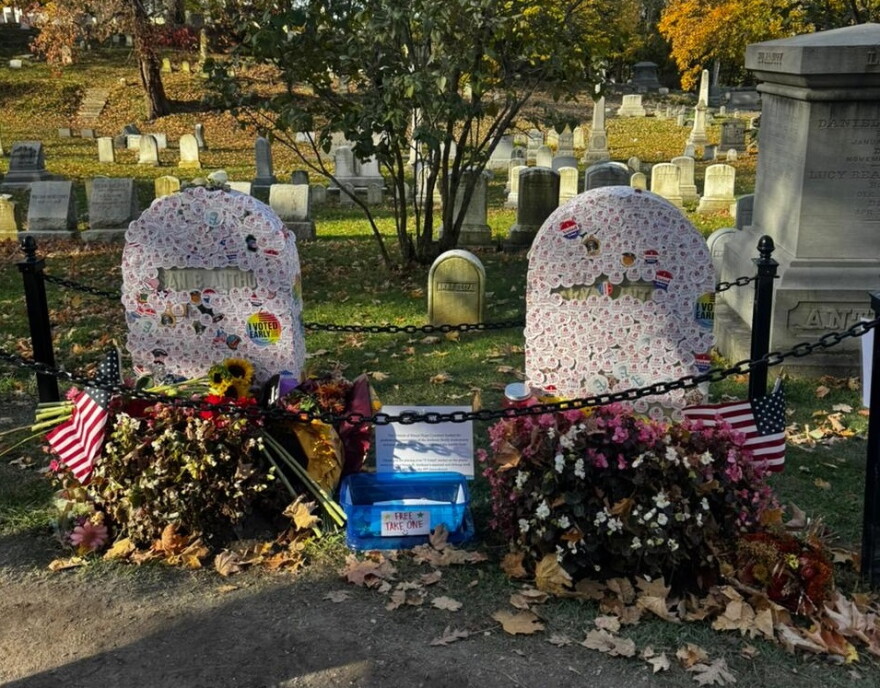 The local tradition of adding "I Voted" stickers to suffragist Susan B. Anthony's gravestone continues on Election Day 2024.