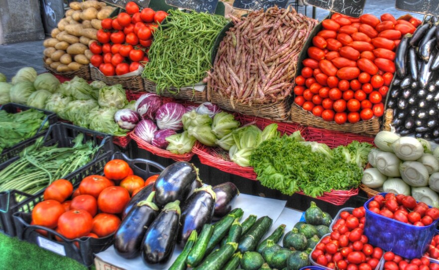 Vegetable variety on display at a market 