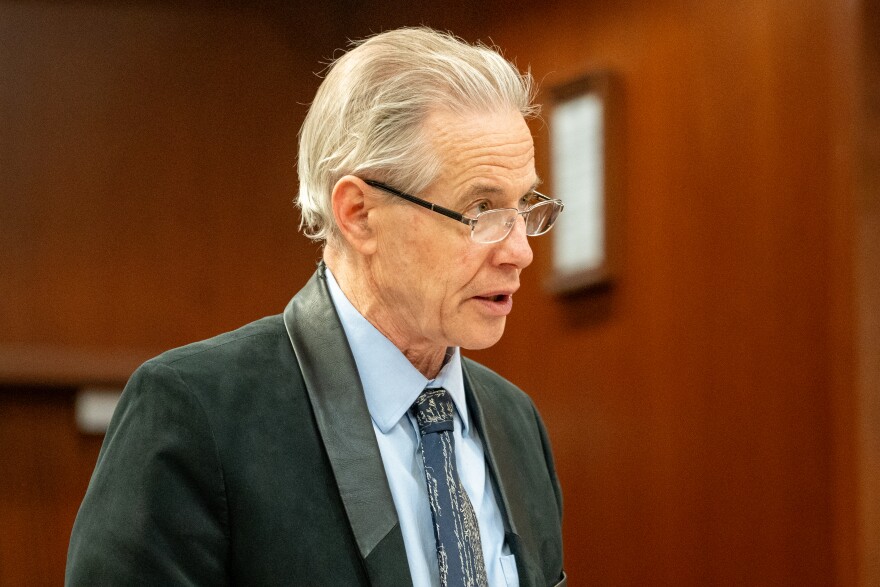 Sen. Matt Claman, an Anchorage Democrat, speaks on the floor of the Alaska Senate on May 19, 2026.
