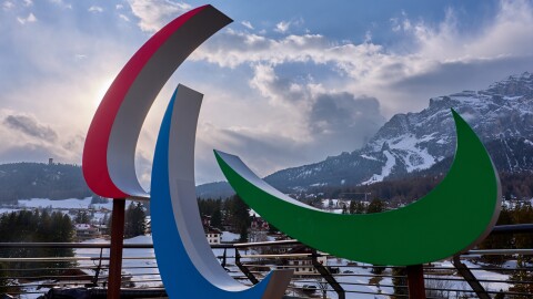 The Paralympic logo, the Agitos, is seen in Cortina d'Ampezzo, Italy ahead of the opening ceremony on March 6. They run through March 15.