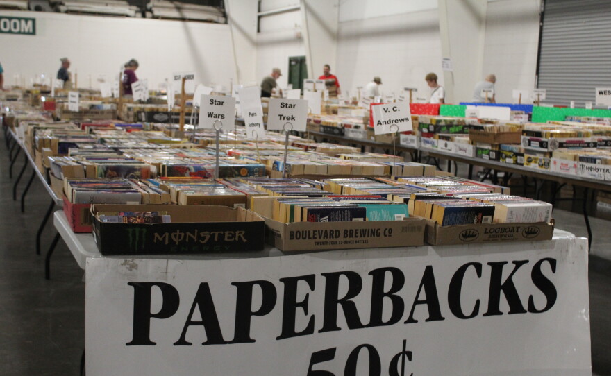 Volunteers with Friends of the Library prepare for the 2026 Fall Book Sale. (Photo taken on September 14, 2026)