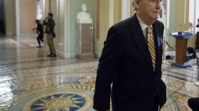 Senate Majority Leader Mitch McConnell of Ky. walks to the Senate Chamber on Capitol Hill in Washington, Tuesday, July 25, 2017. (Andrew Harnik/AP)