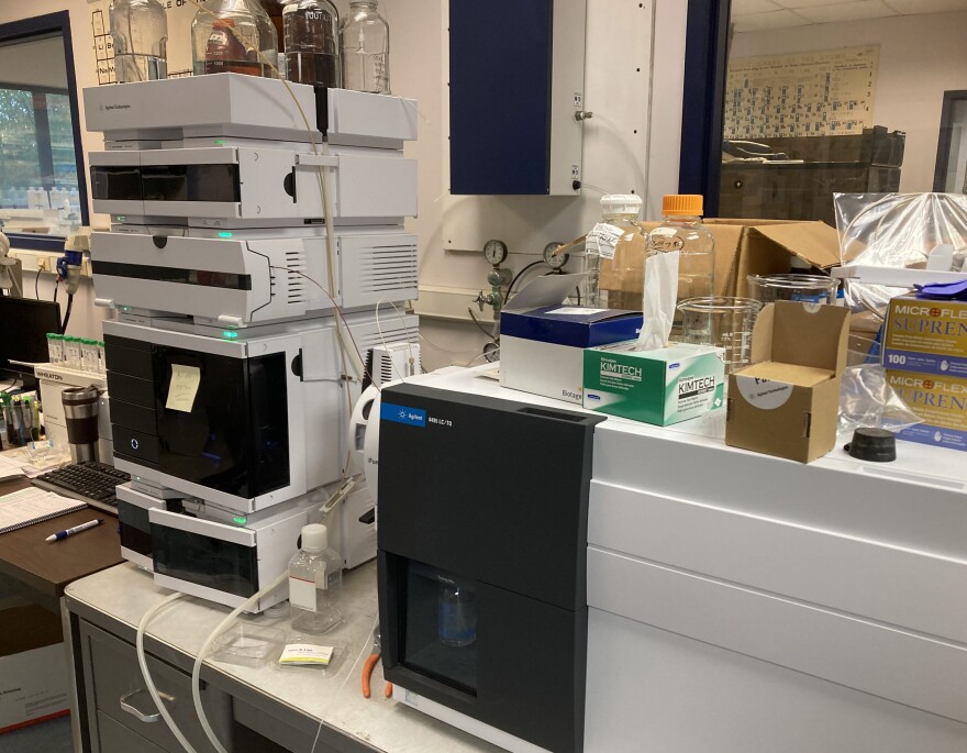  A machine that tests for 40 different PFAS compounds sits in Merit Laboratories.