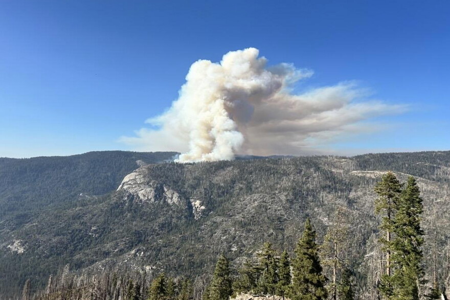 This photo provided by the National Parks Service shows the Dome Fire burning in Yosemite National Park on Wednesday, Sept. 16, 2026.