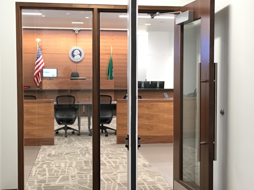 One of the courtrooms in the King County Children and Family Justice Center.